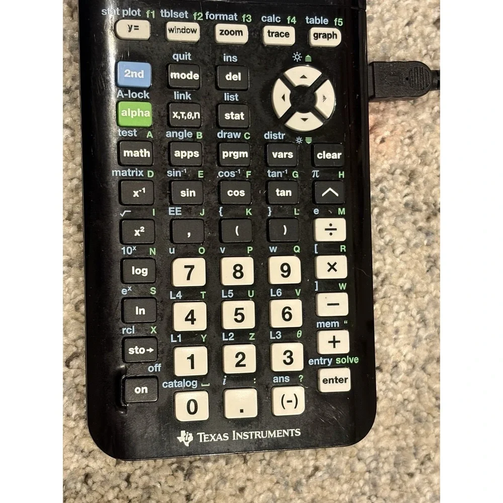 Texas Instruments TI-84 Plus CE Graphing Calculator - Black With Cord And Cover